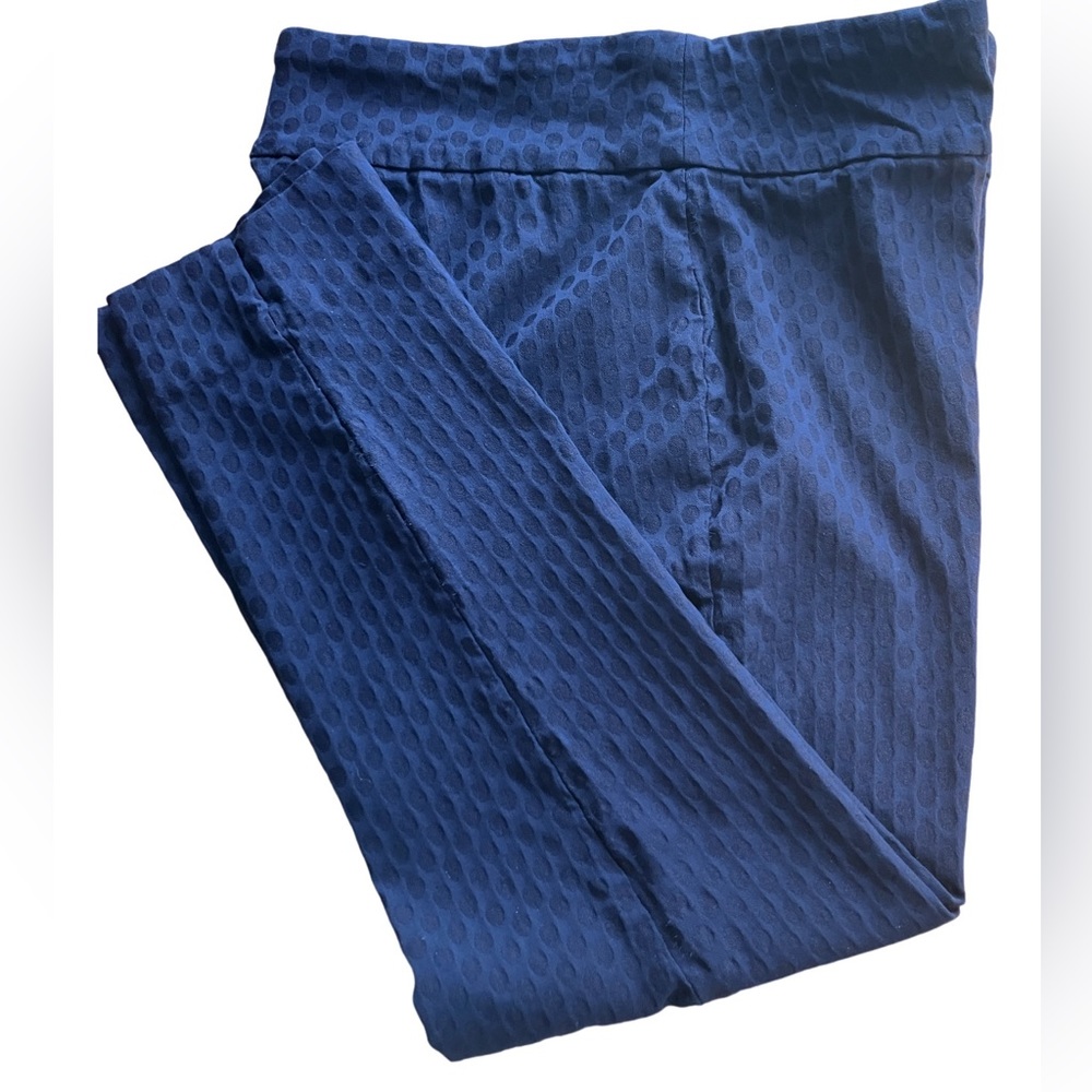 Roz & Ali Navy Blue Pull On Oval Patterned Leggings Size 16 Ankle Slit